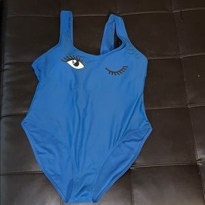 Royal blue wink eye one piece swimsuit